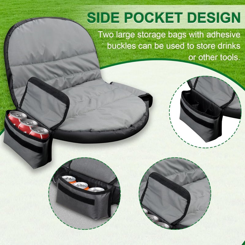 Kujunpao Riding Lawn Mower Seat Cover Lawn Tractor Cover with Two Storage Bags Fit for Most Lawn Mower Seat 600d Oxford Cloth Grey - Image 3